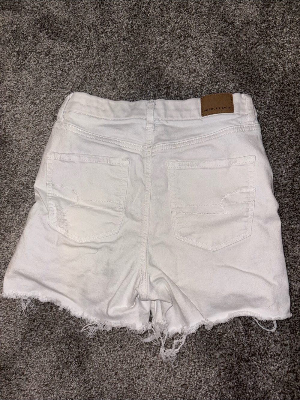 American Eagle Outfitters White Frayed Hem Denim Shorts